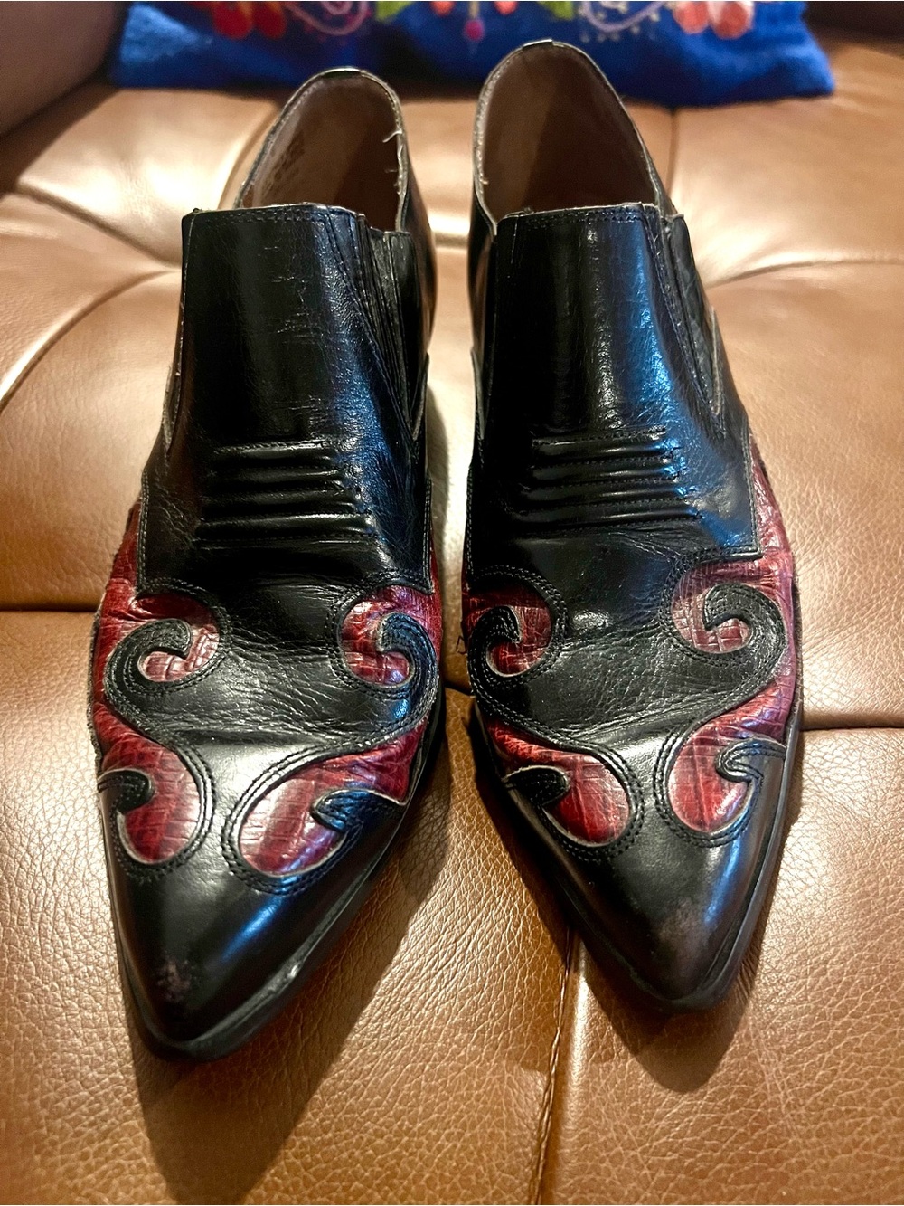 1980’s Black Red Western Booties from Nine West 8.5